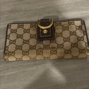 Gucci Beige and Brown GG Canvas Wallet